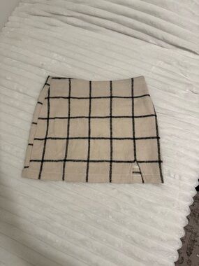Altar'd State white and Black Windowpane Mini Skirt